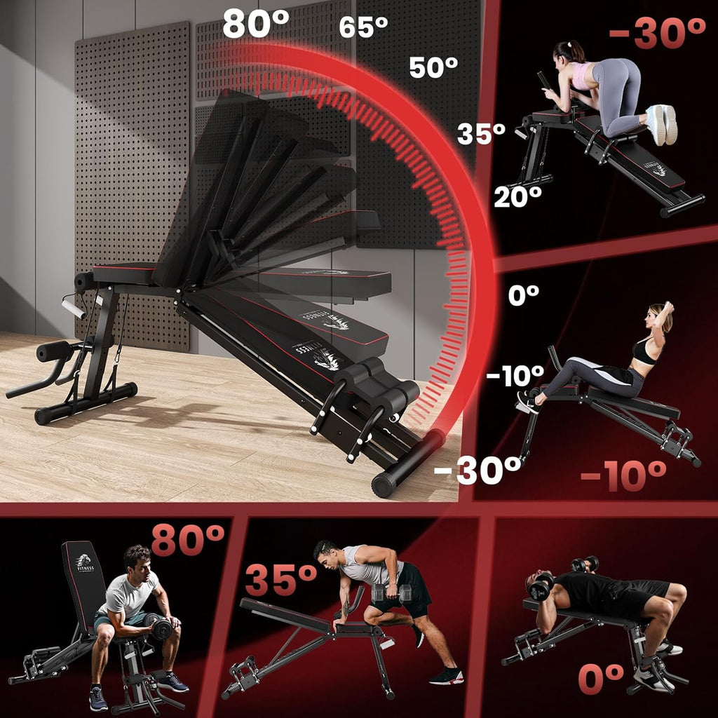 Multi-angle view of a gym machine with temperature scale and user illustrations.