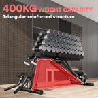 Fitness machine with 400KG weight capacity and triangular reinforced structure in a gym setting.