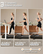 Treadmill speed modes with a woman using it in different speeds.