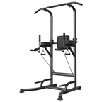 Black home gym pull-up bar and weight lifting station on a white background