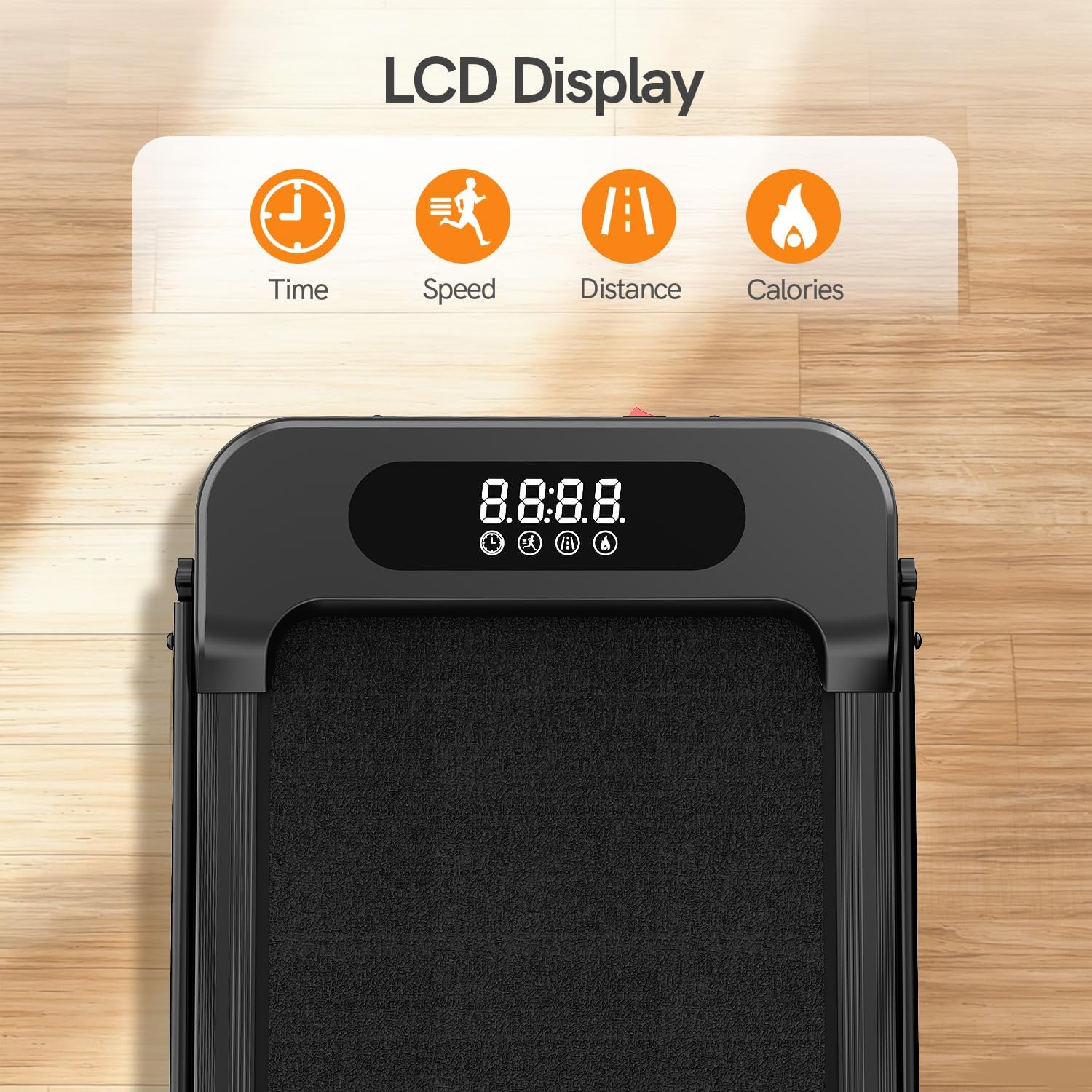 A Fitvect treadmil with LCD display on the ground