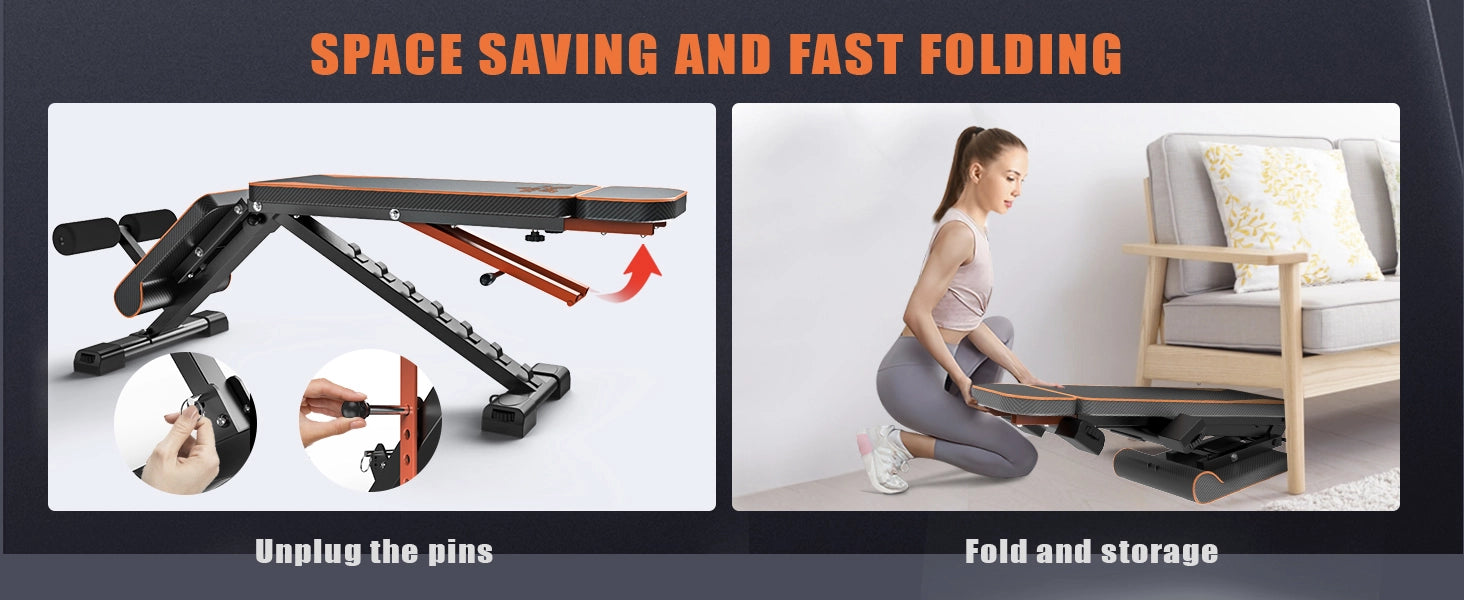 Space-saving and fast folding product with images of usage and assembly.