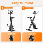 Step-by-step guide on how to unfold and use a folding exercise bike.